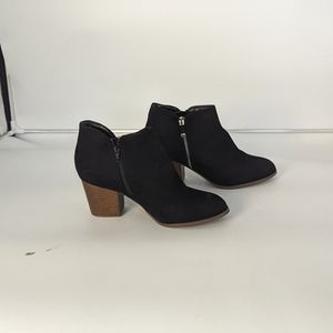 Style & Co Black Suede Stacked Heel Bootie NEW